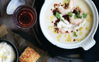 Australian prawn & sweet corn chowder with cheddar scones