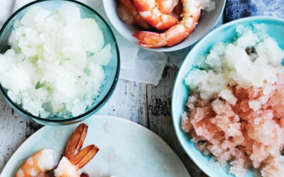 Australian prawns with vodka & lemon or vodka & pink grapefruit granita